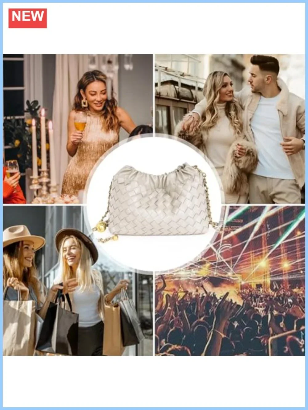 Woven Leather Dumpling Crossbody Bag Ruched Hobo Clutch Purse